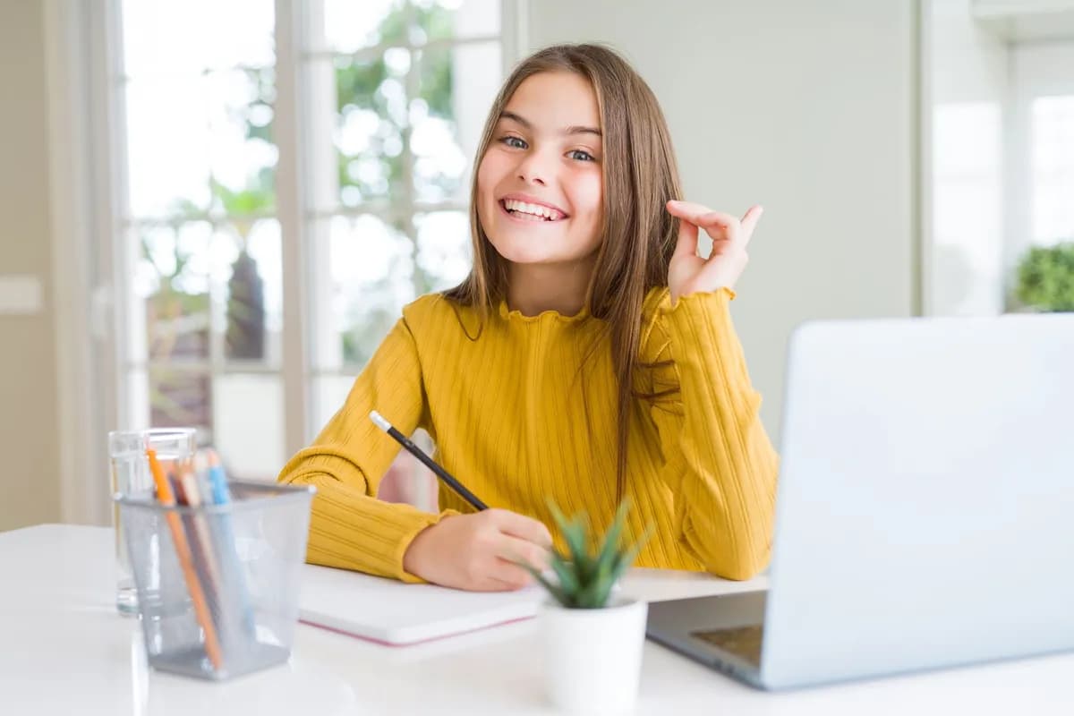 Student with her laptop